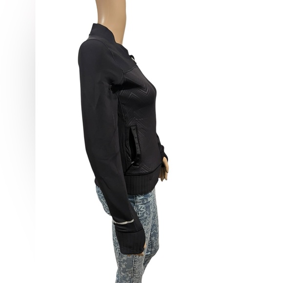 Ivivva Lululemon Black Chevron Scuba Bomber Jacket Size 12 - Picture 5 of 13
